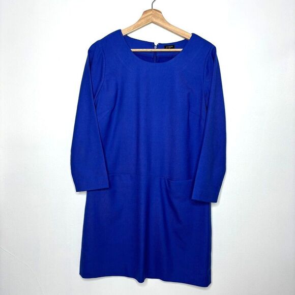 J. Crew Wool Blend Retro 60s Long Sleeve Mini Dress A Line Blue Size Small 6 - Picture 1 of 9